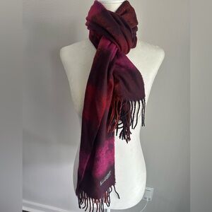 Burgundy Cashmink scarf by V. Fraas made in Germany plaid